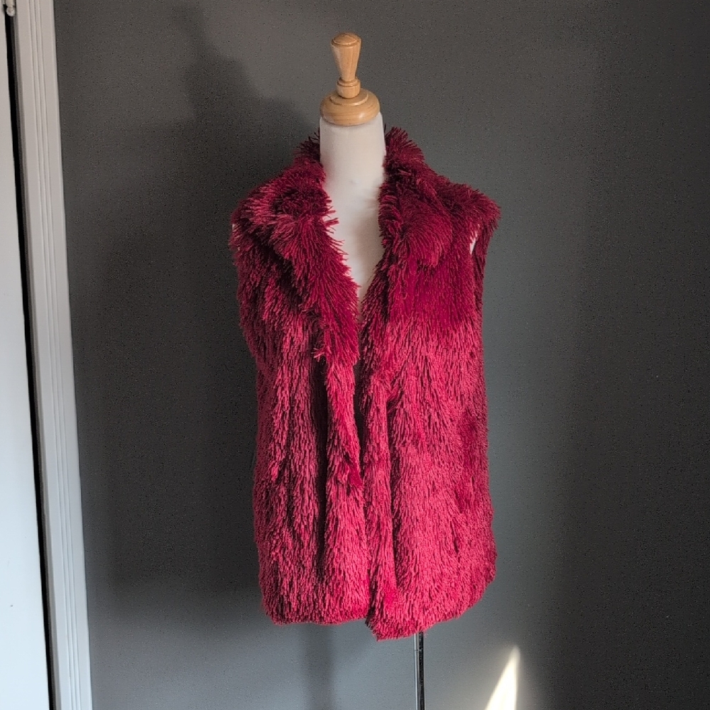 NWT Betsey Johnson Deep Red Teddy Vest Small